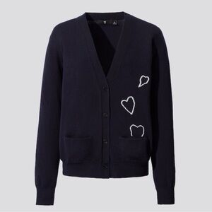 Jil Sander x Uniqlo +J wool heart cardigan navy